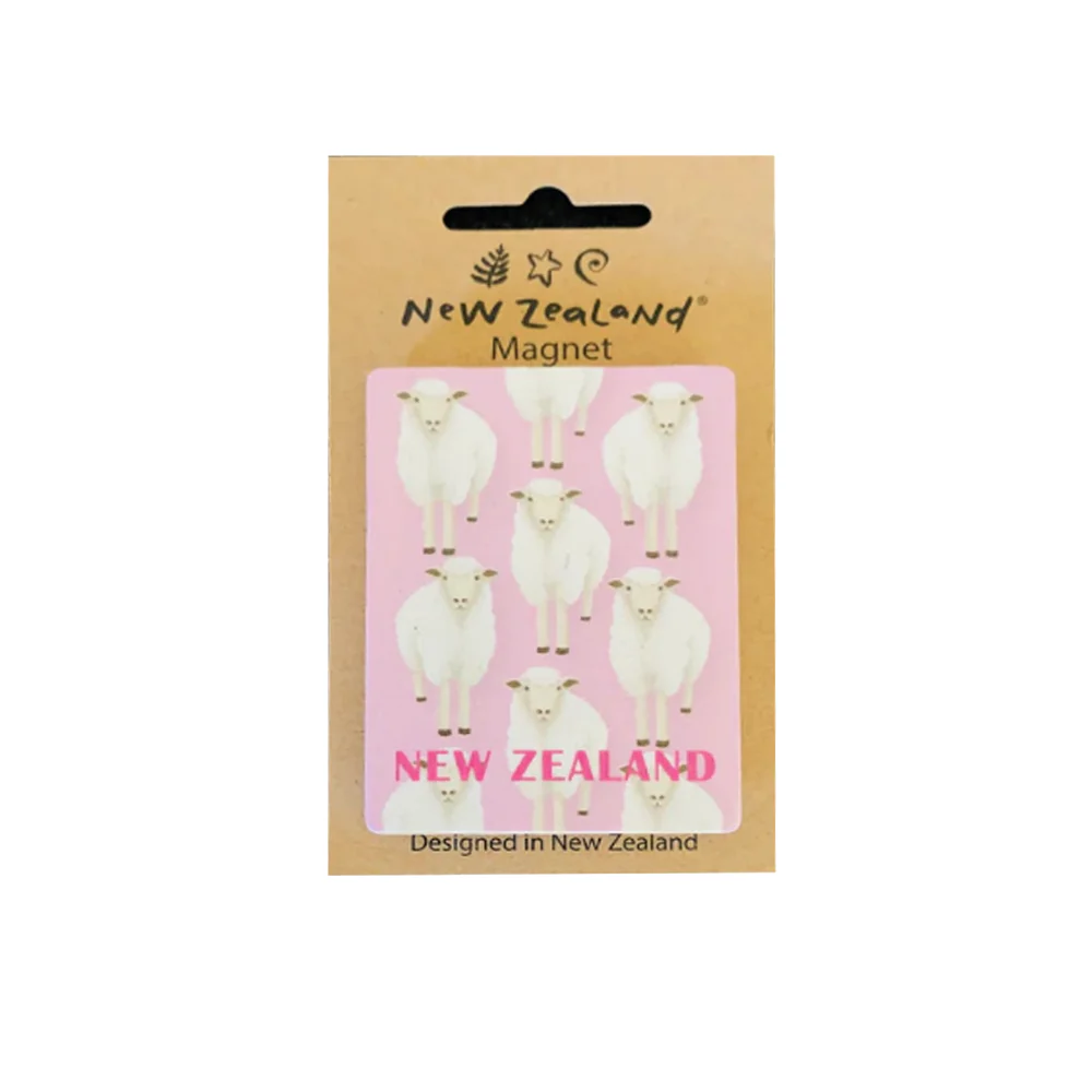 New Zealand Wooden Magnet  Sheep Pink