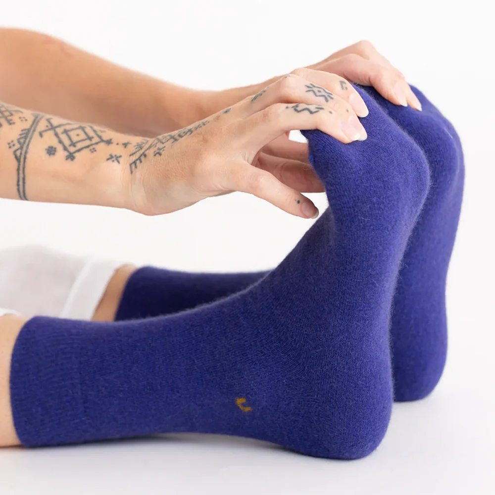 Nooan Possum Merino Wool Socks Hamilton Royal Blue Large - Image 2