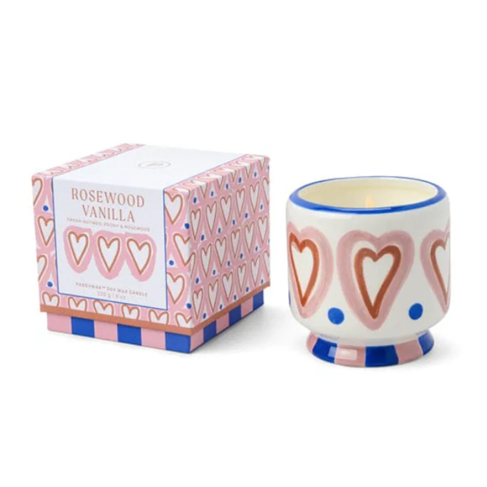 Paddywax Adopo Hearts Ceramic Candle Rosewood Vanilla 226g - Image 2