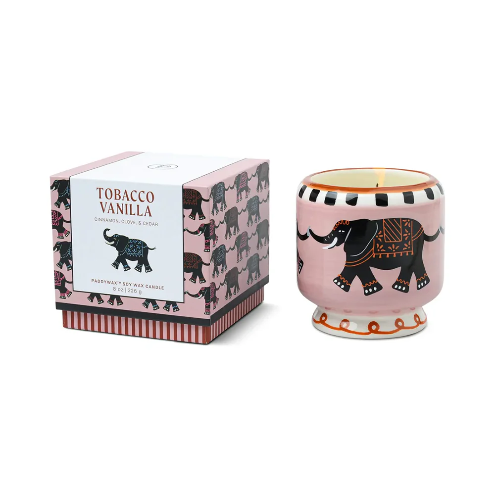 Paddywax Adopo Elephant Ceramic Candle Tobacco Vanilla 226g - Image 2