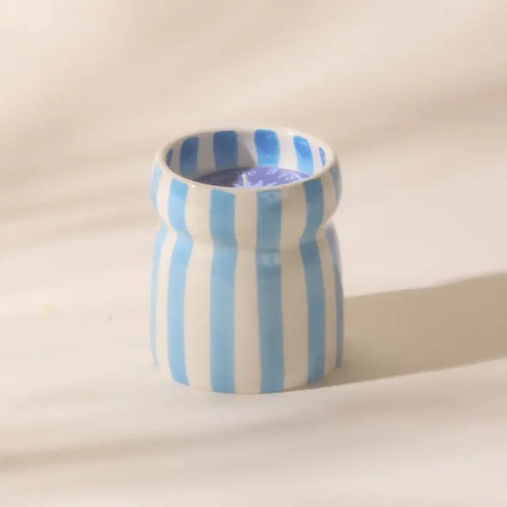 Paddywax Cabana Ceramic Candle Blue Striped Lost at Sea 184g - Image 2