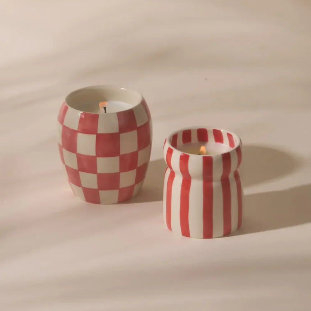 Paddywax Cabana Ceramic Candle Red Striped Hibiscus Bay 184g - Image 2