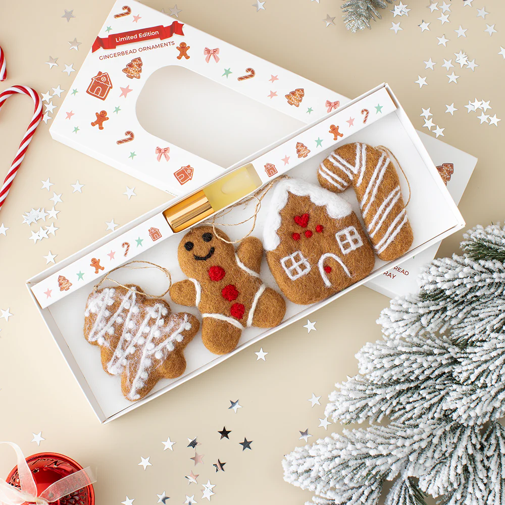 Scented Christmas Felt Gingerbread Decorations Set of Four with Fragrance - Image 2