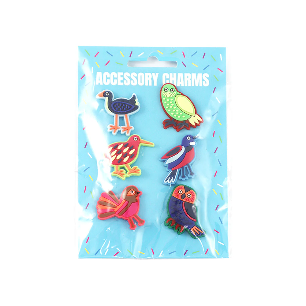 Shoe Accessory Charms NZ Colourful Birds Pack of 6 - Image 2
