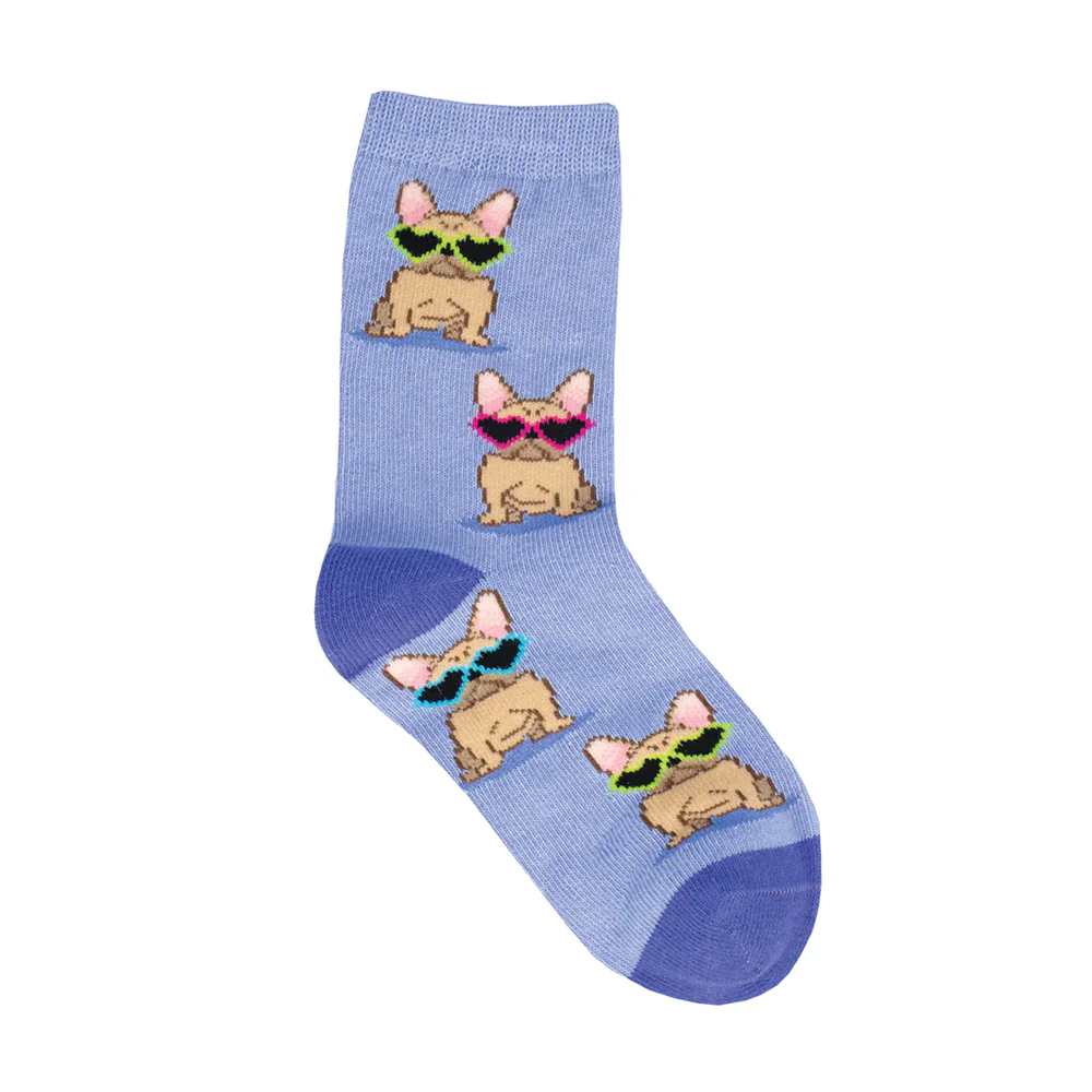 Socksmith Socks Kid's Frenchie Fashion Periwinkle 4-7 Years 10-1Y Size