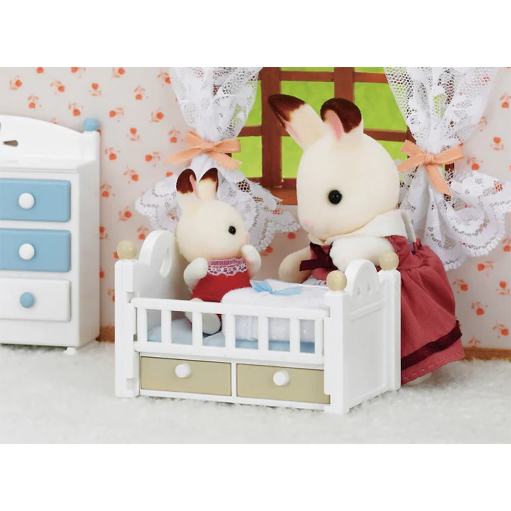 Sylvanian Families Chocolate Rabbit Baby in Cot Set - Image 2
