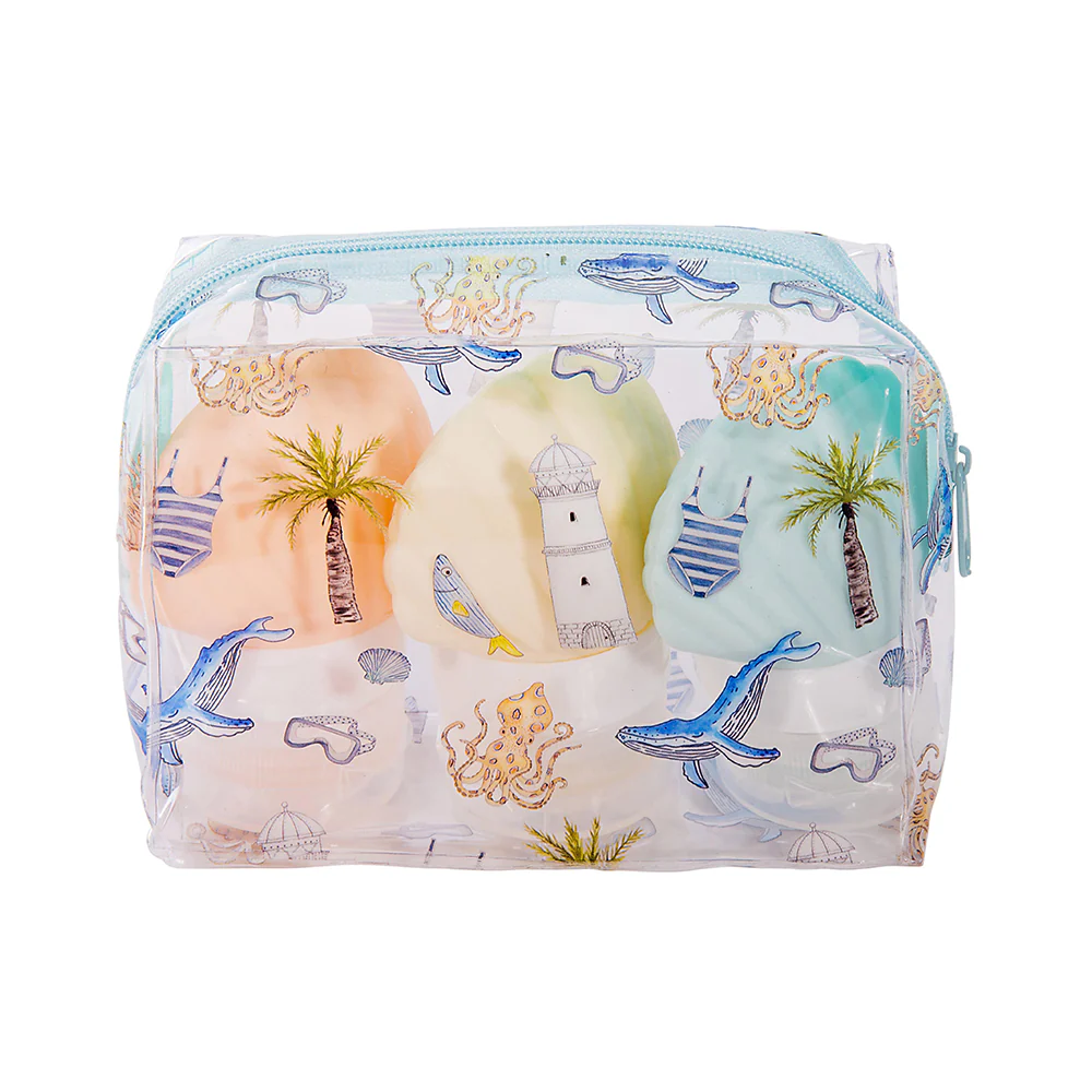 Sylvia Harvey Walker Shell Travel Bottles in Zip Pouch  Set of 3 - Image 3
