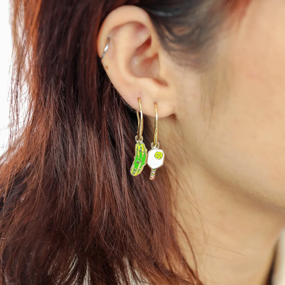 Yellow Owl Hanging Earrings Pickle Ball - Image 2